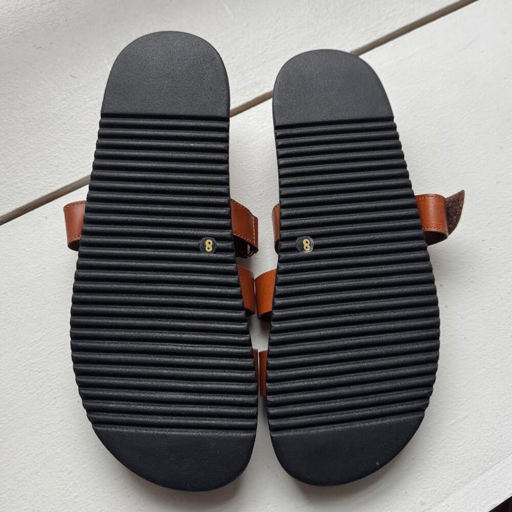 Steve Madden Brown Leather Slide Sandals - Picture 2 of 4